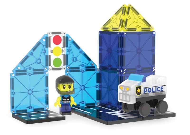 MAGNA-TILES Police Patrol 20 el. – klocki magnetyczne rozwijające wyobraźnię i motorykę u dzieci
