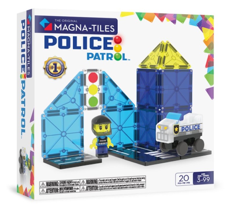Klocki Magnetyczne Police Patrol 20 el. MAGNA-TILES® | Kreatywna zabawka dla dzieci 3+