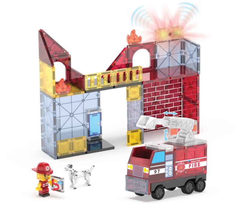 Kreatywne klocki magnetyczne strażackie dla dzieci 3+ – MAGNA-TILES Fire Station