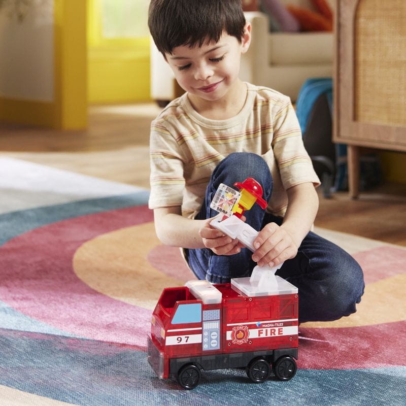 Zestaw MAGNA-TILES Fire Station – 50 elementów z dźwiękiem, światłem i drabiną
