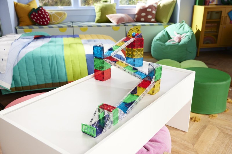 Kreatywne klocki MAGNA-TILES z rampami, mostami i piłeczkami