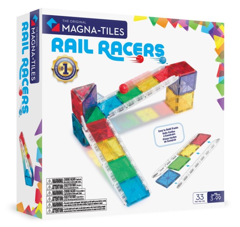 MAGNA-TILES Rail Racers – zestaw 33 klocków magnetycznych z torem