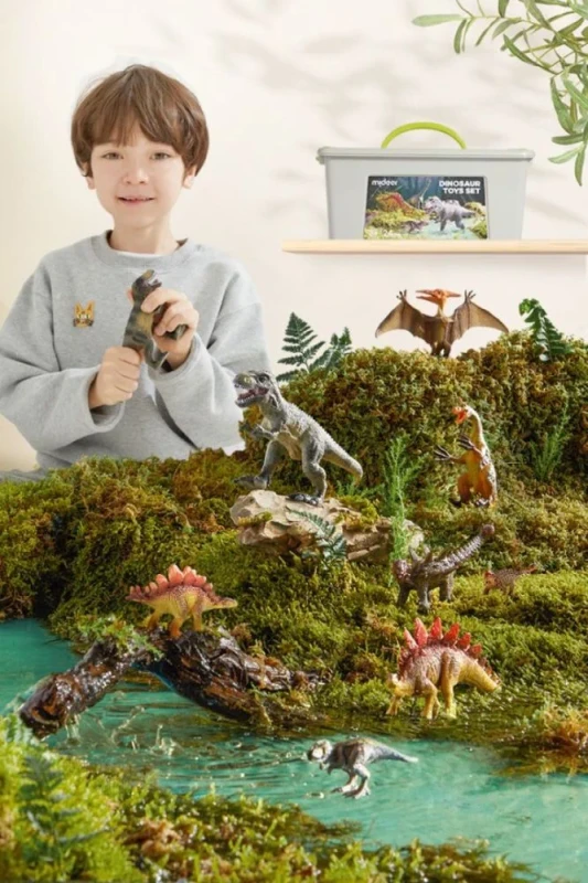 Zamykane pudełko z figurkami dinozaurów dla dzieci
