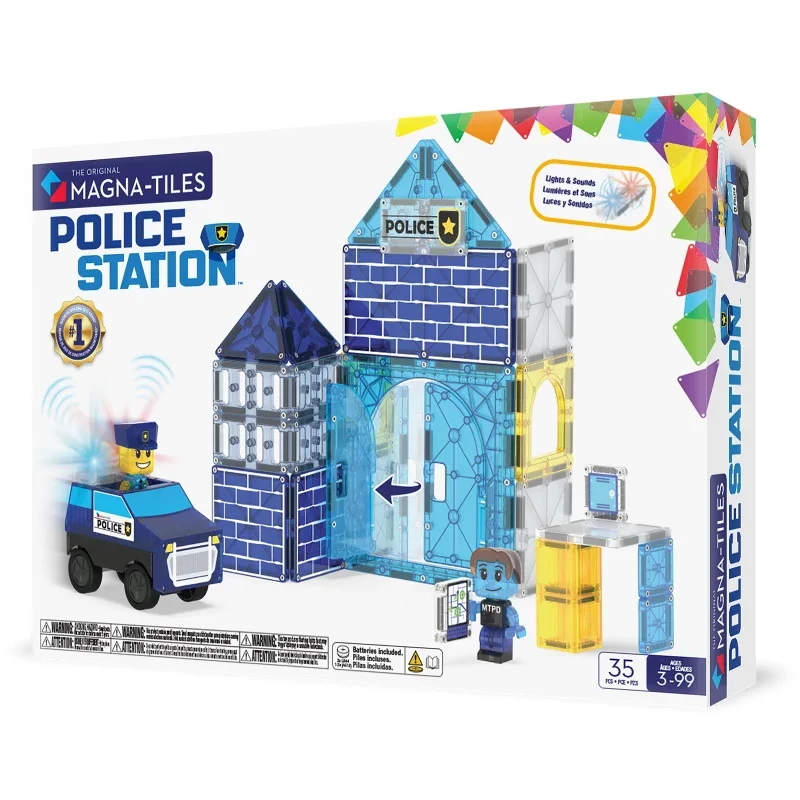 Klocki magnetyczne Police Station Magna-Tiles zestaw 35 elementów