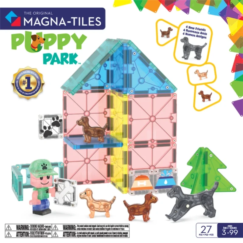 Klocki magnetyczne Puppy Park Magna-Tiles zestaw 27 elementów