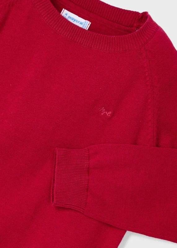 Dzianinowy sweter chłopięcy basic czerwony