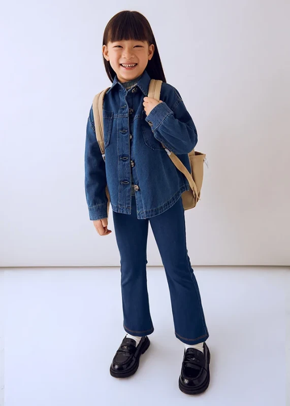 Legginsy flare dziewczęce ciemny jeans Mayoral