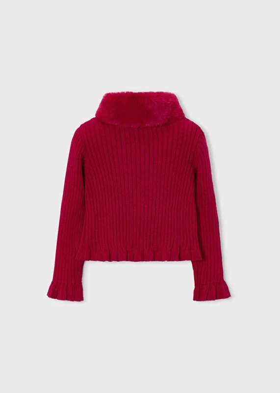 Dzianinowy sweter z futerkiem Mayoral dla dziewczynki