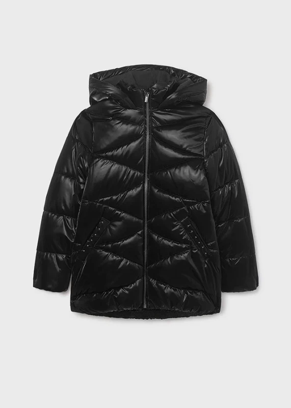 Czarna kurtka coated dla dziewczynki Mayoral 15-07436-061