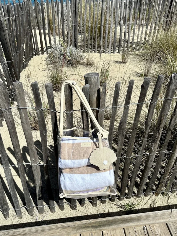 Beżowa torba plażowa z siatką na spodzie – Play and Store PAS-001-001