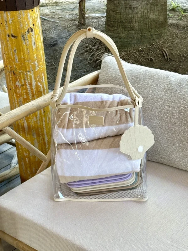Torba plażowa wisząca na ramieniu – Play and Store, kolor beżowy