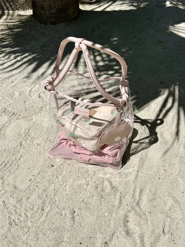 Torba plażowa różowa z portmonetką w kształcie muszelki