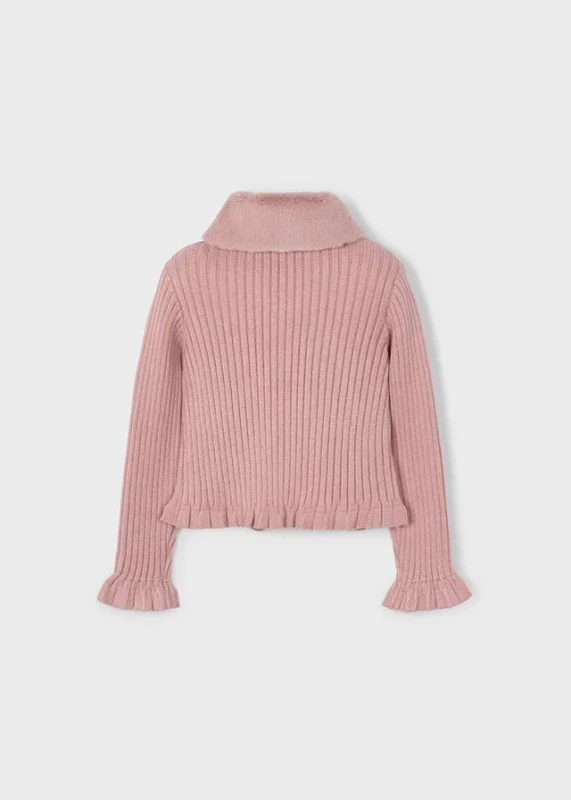 Dziewczęcy sweter Mayoral z guzikami i futerkiem