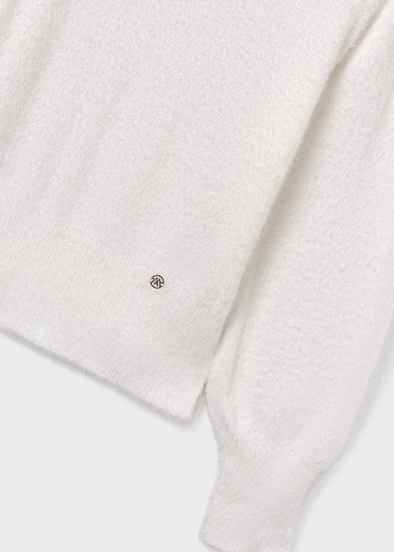 Sweter futerkowy dla dziewczynki kremowy Mayoral 15-07308-041 – sweter moherowy