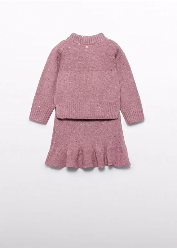 Komplet sweter i spódnica z elastycznej dzianiny