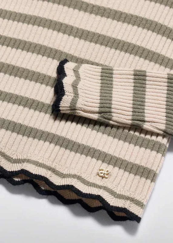 Sweter z prążkowanej dzianiny w paski dla dziewczynki