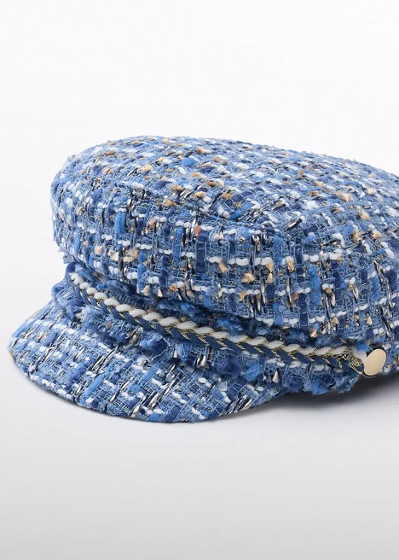 Czapka wizytowa dziewczęca błękitna tweed