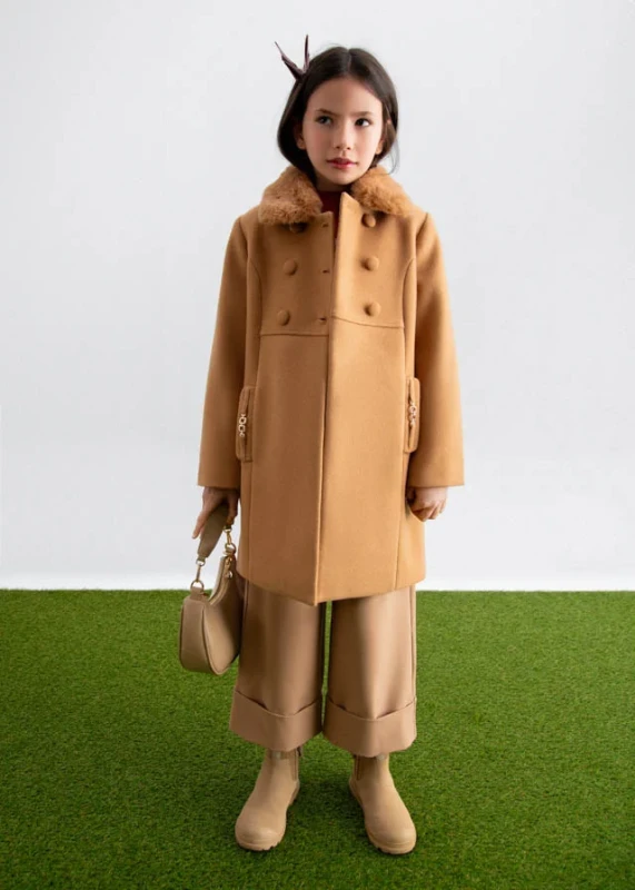 Płaszcz dziewczęcy camel Abel & Lula 15-05846-094