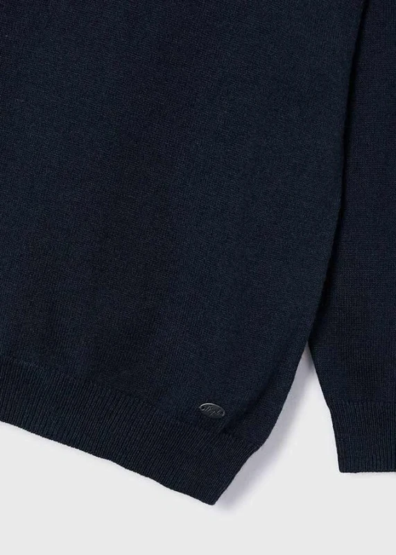 Sweter polo z dzianiny dla chłopca Mayoral granatowy