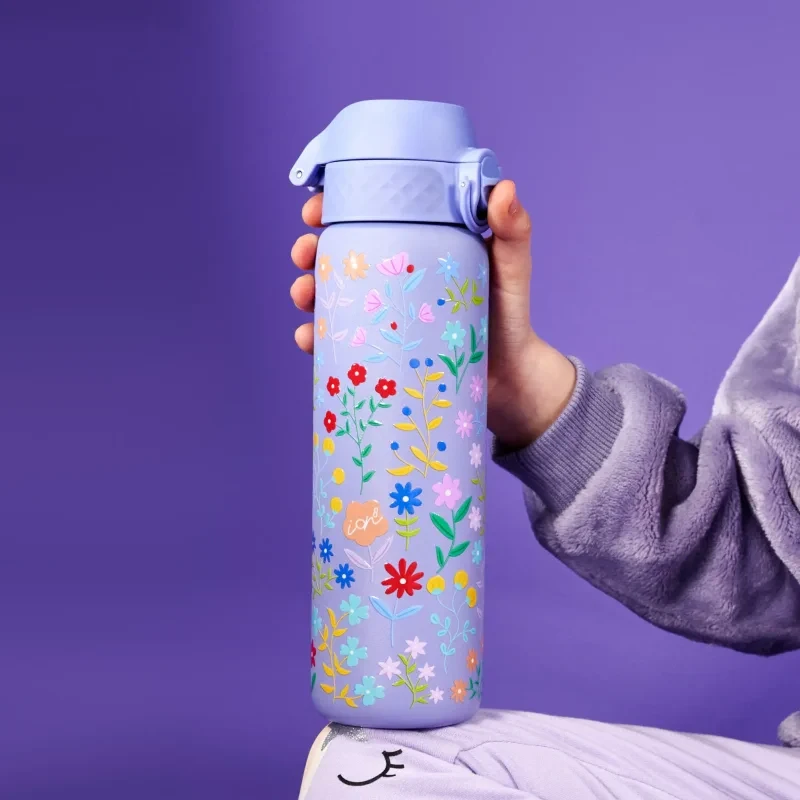 Stylowa stalowa butelka dla dzieci ION8 z motywem floral