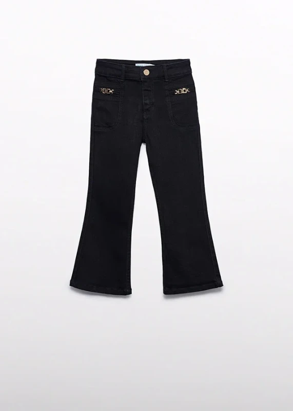Spodnie denim flare dla dziewczynki czarne Abel & Lula