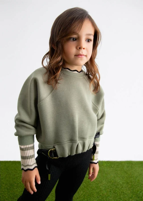 Bluza dziewczęca Abel & Lula khaki ze sznurowaniem – tył