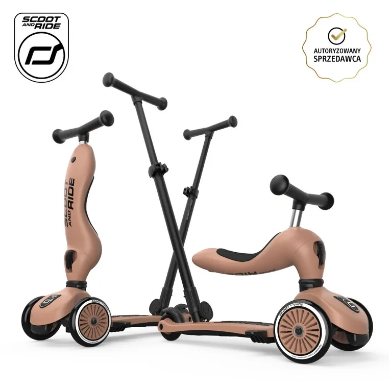 Scoot & Ride Highwaykick 1 Push and Go Mocha – jeździk i hulajnoga 2w1 dla dzieci