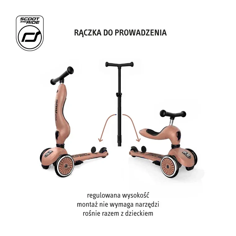 Hulajnoga z funkcją jeździka i siedziskiem – Scoot and Ride Highwaykick 1 Mocha