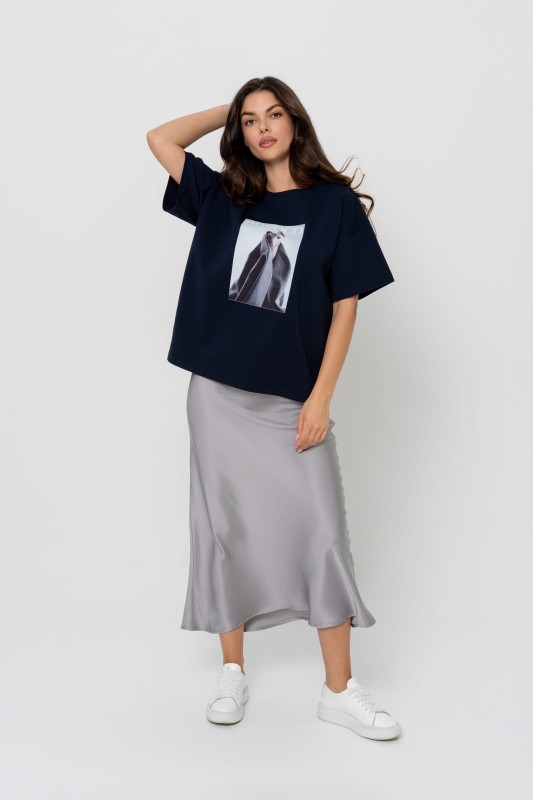 Bopoco T-shirt damski granatowy – minimalistyczny i elegancki
