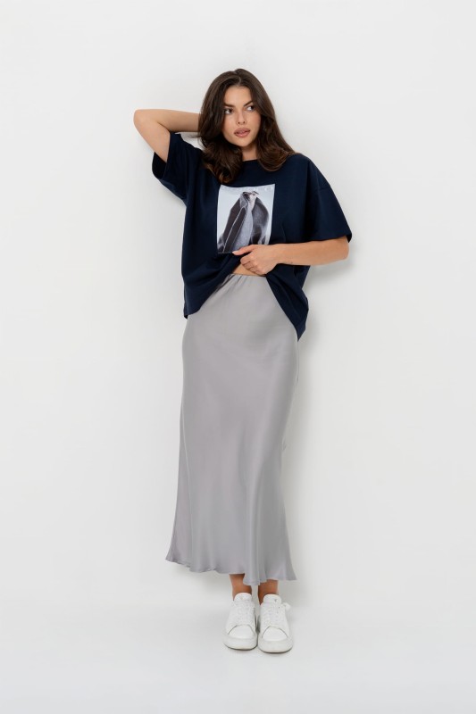 Granatowy T-shirt damski Bopoco – idealny do codziennych stylizacji