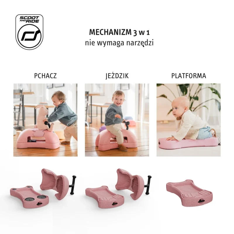 Scoot & Ride My First 3w1 Rose – pchacz, jeździk i deska