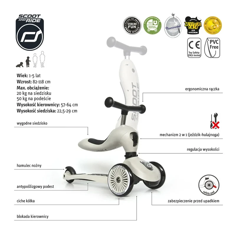 Bezpieczna hulajnoga 2w1 dla malucha z systemem safety-pad