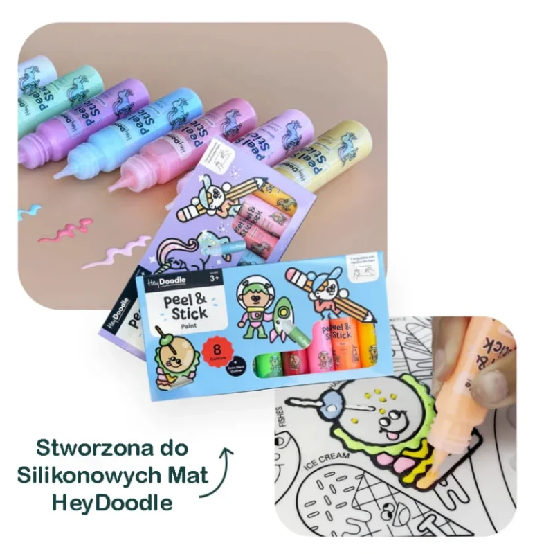 Kreatywne farby do tworzenia naklejek HeyDoodle dla dzieci 3+