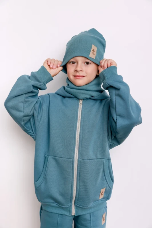 Zestaw czapka i komin PRĄŻEK Blue dla dzieci