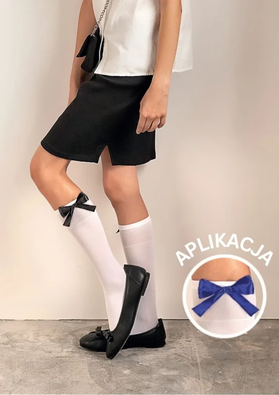 Dziewczęce podkolanówki RIVETTE eleganckie na uroczystości i do szkoły