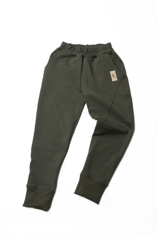 Oliwkowe spodnie dziecięce CLASSIC Khaki TUSS – spodnie bawełniane