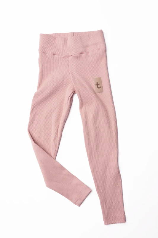 Legginsy prążkowane RIB Pink TUSS – przód, różowe legginsy dziecięce