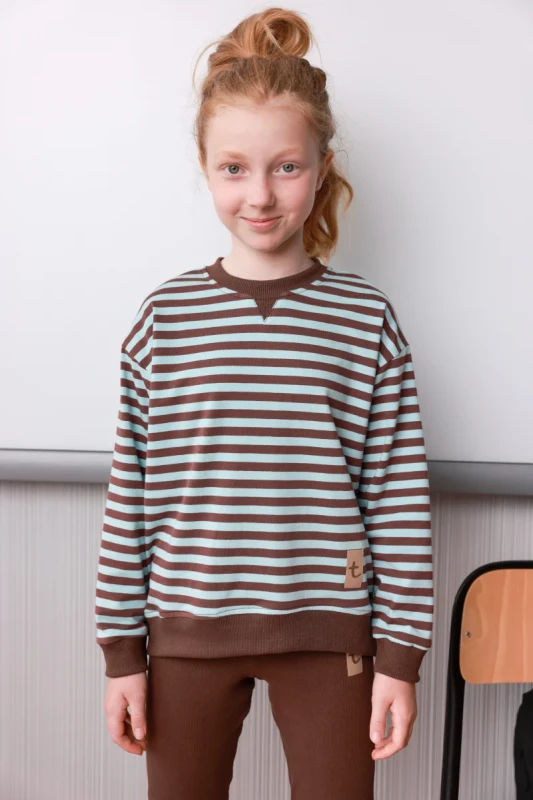 Bluza OVER Choco-Blue TUSS – tył, oversize bluza dziecięca w paski
