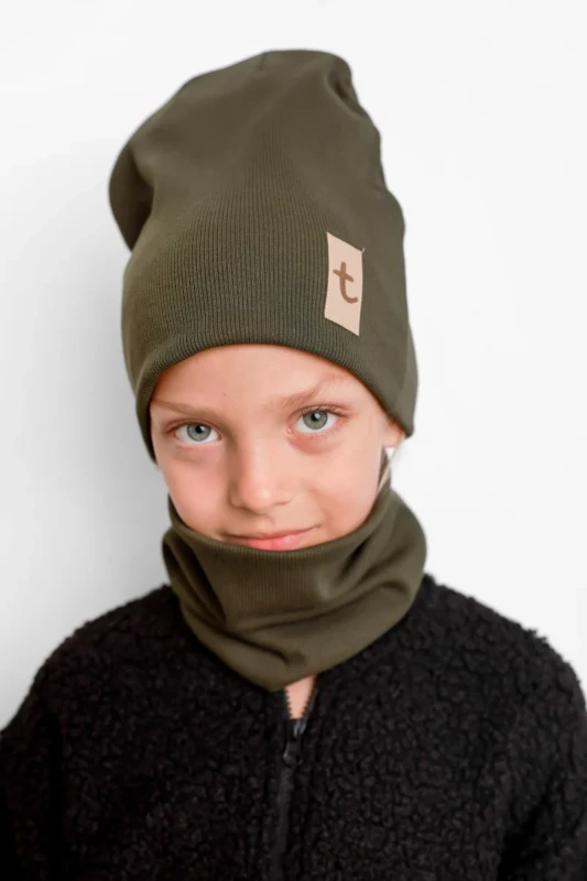 Czapka PRĄŻEK Khaki TUSS – oliwkowa czapka dziecięca