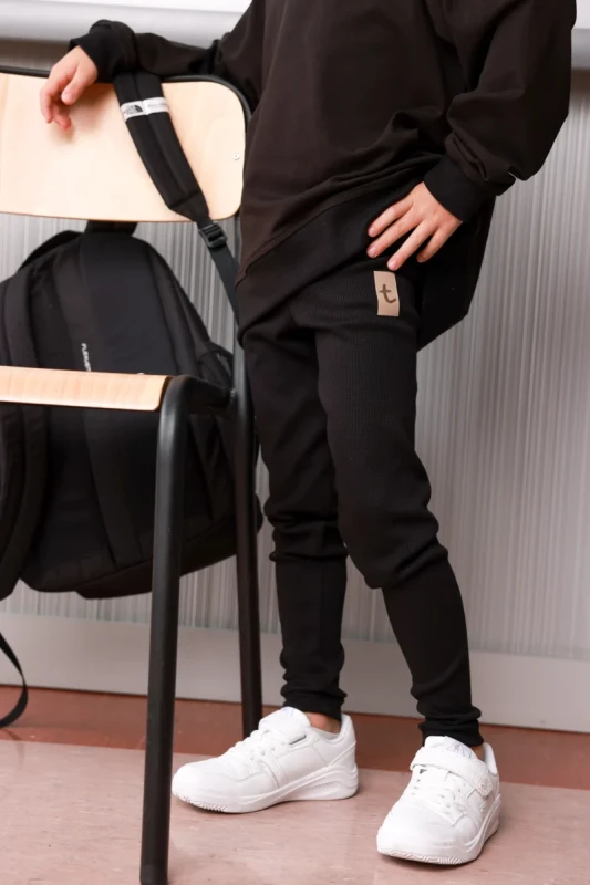 Legginsy dziecięce bawełniane czarne TUSS