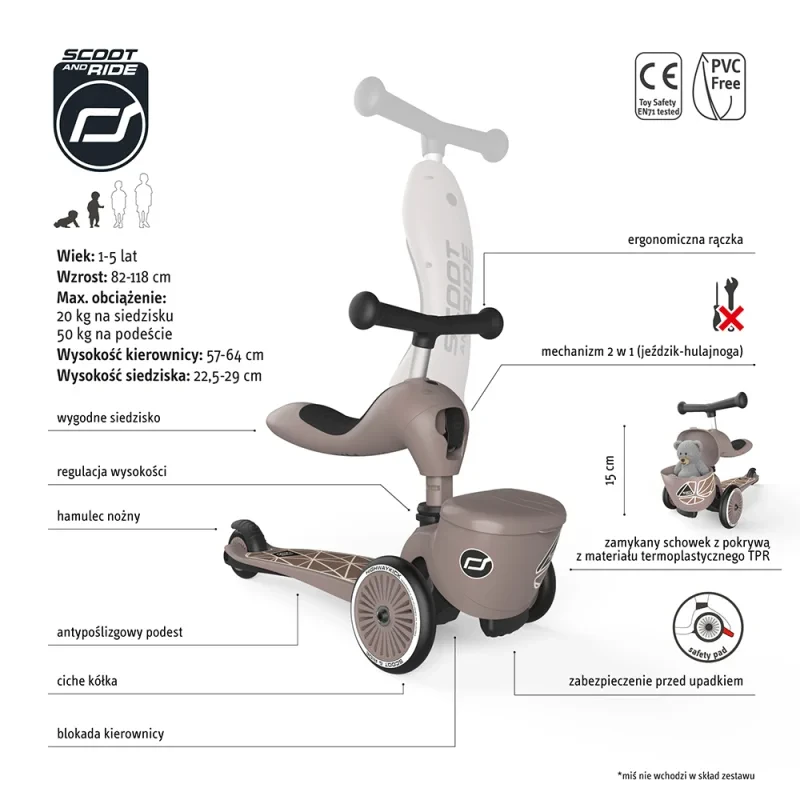 Scoot & Ride Highwaykick 1 Lifestyle – widok z zamykanym schowkiem