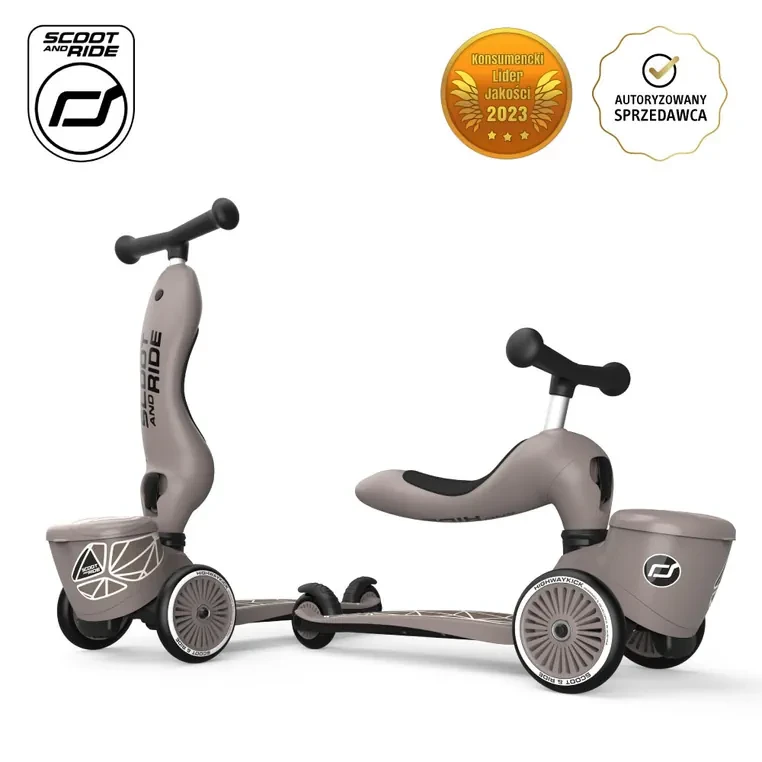Highwaykick 1 Lifestyle Scoot & Ride Brown Lines – jeździk i hulajnoga 2w1