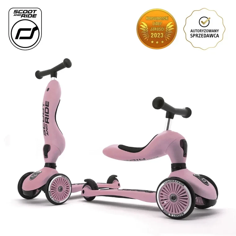 Highwaykick 1 Scoot & Ride Rose – jeździk i hulajnoga 2w1