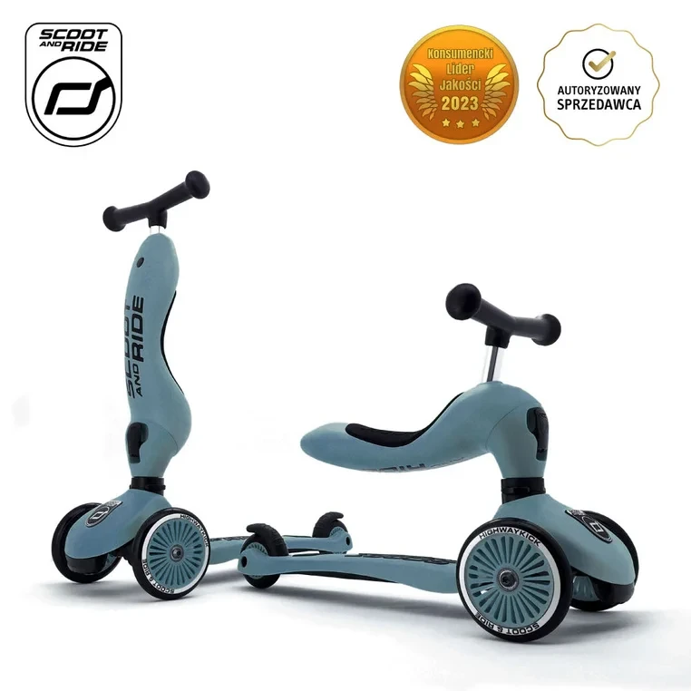 Highwaykick 1 Scoot & Ride Steel – jeździk i hulajnoga 2w1