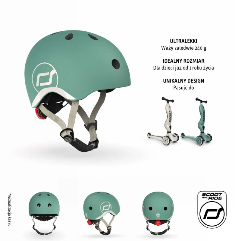 Kask dziecięcy Scoot & Ride Forest – z tylną lampką LED