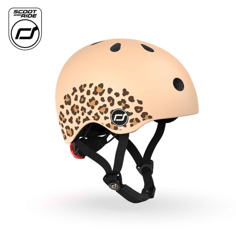 Kask dziecięcy XXS-S Scoot & Ride Leopard – widok z przodu