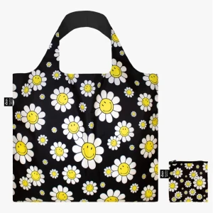 Eko Torba podręczna SMILEY Flowers Black LOQI Q_SM.FB