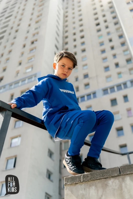 Polska bluza bawełniana kangurka niebieska All For Kids