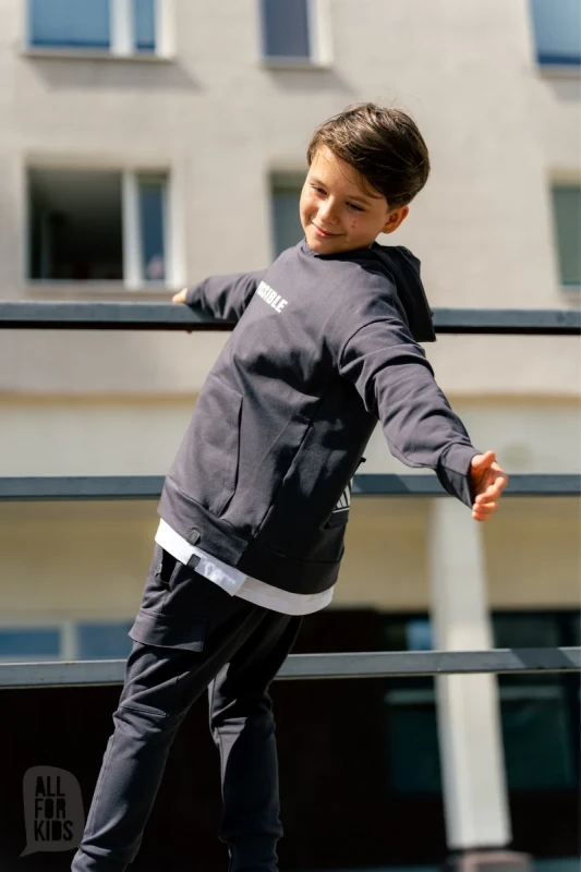 Polska grafitowa bluza dziecięca z kapturem All For Kids