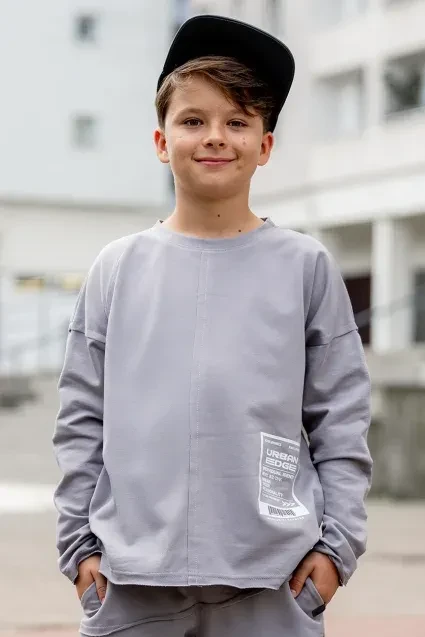 Szara bluzka dziecięca z grafiką All For Kids